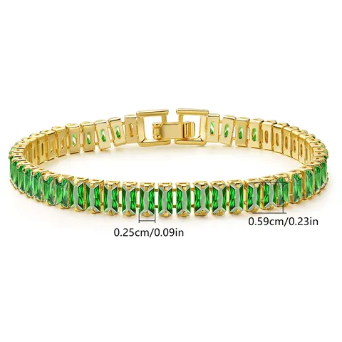 Models Bracelets Real Gold-plated Green Zirconia Jewelry Pull-out Bracelet Female - view 3