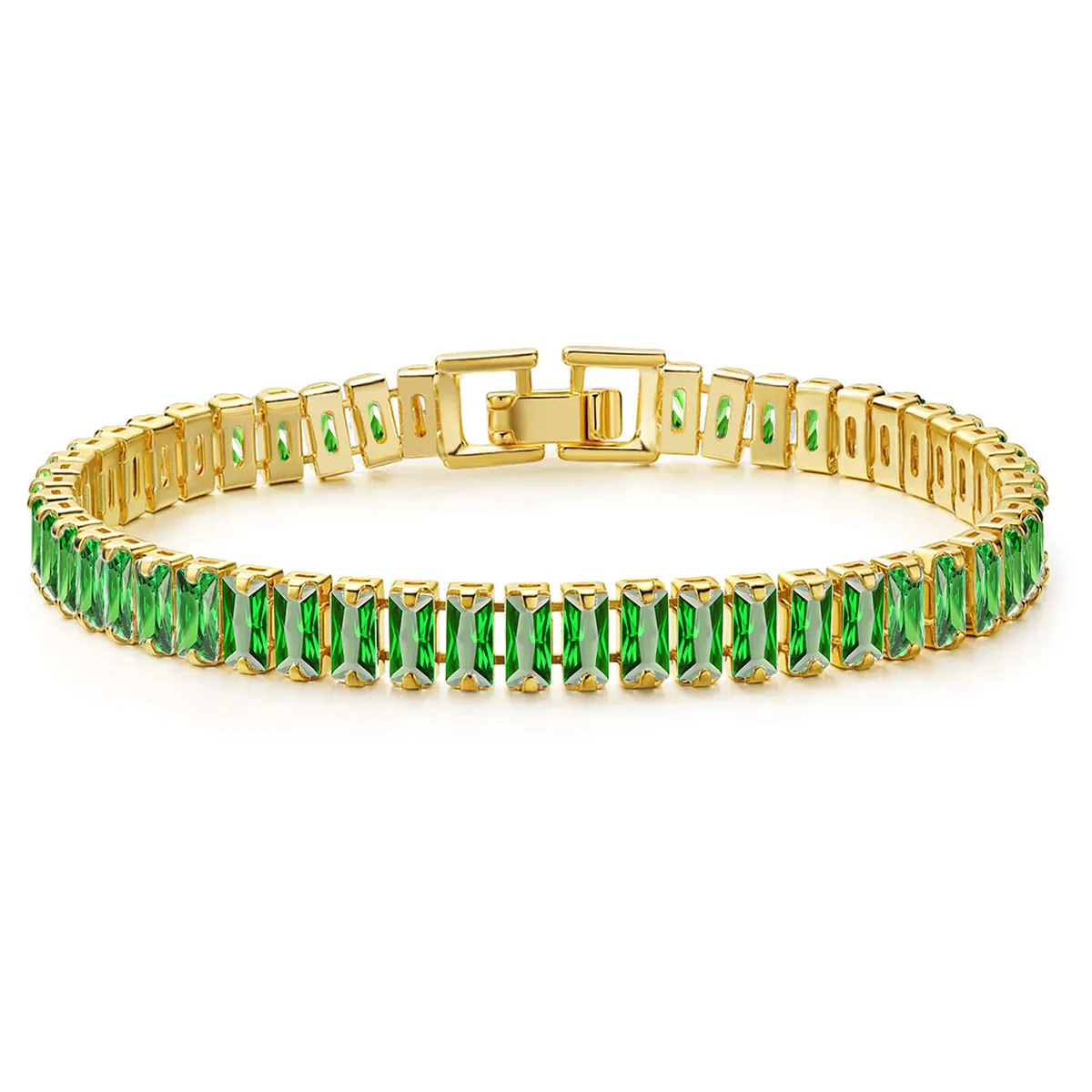 Models Bracelets Real Gold-plated Green Zirconia Jewelry Pull-out Bracelet Female made by BlueOne Jewelry