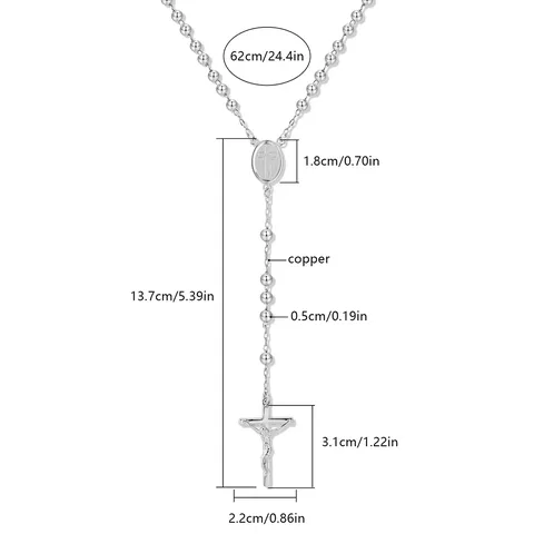 Round Bead Necklace Titanium Steel Virgin Cross Stainless Steel 3mm Buddha - view 3