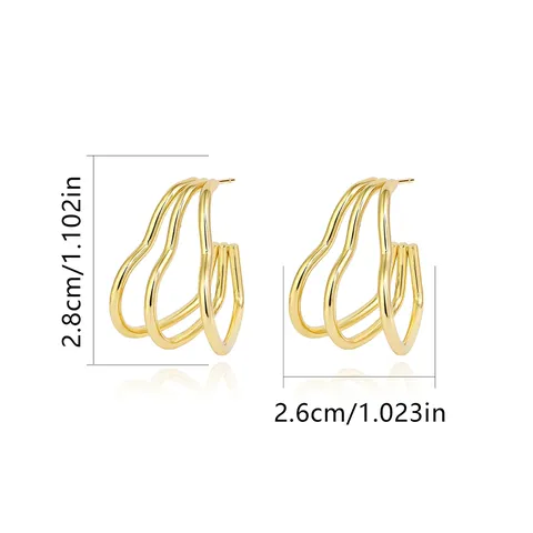 European and American Style Popular Earrings Irregular Hollow Heart Design Sense - view 3
