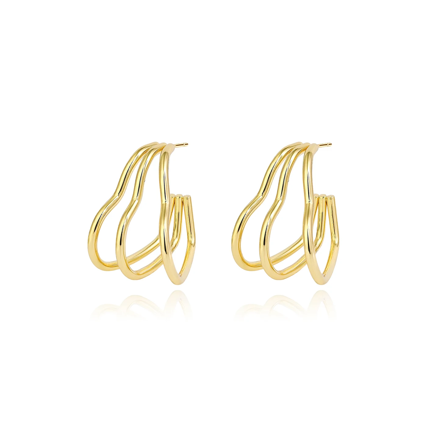European and American Style Popular Earrings Irregular Hollow Heart Design Sense made by BlueOne Jewelry
