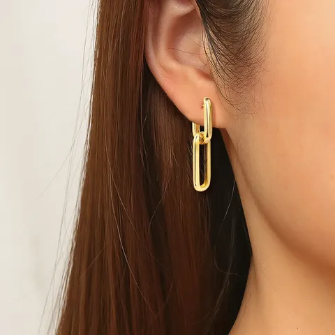 Ins European and American Stainless Steel Earrings Women’s Trend Oval U-shaped - view 2