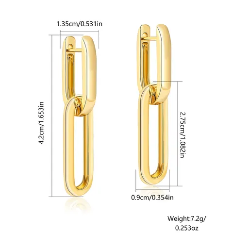 Ins European and American Stainless Steel Earrings Women’s Trend Oval U-shaped - view 3