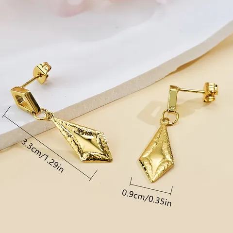 Instagram Geometric Diamond-shaped Earrings for Women Stainless Steel Jewelry Geometric Diamond - view 3