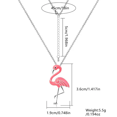 Plated Brass Japan and South Korea Cartoon Drop Oil Flamingo Necklace Platform Europe - view 3