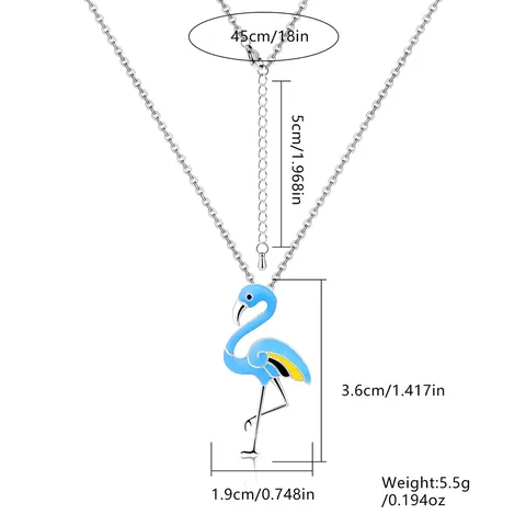Japan and South Korea Cartoon Drop Oil Flamingo Necklace Platform Europe - view 3