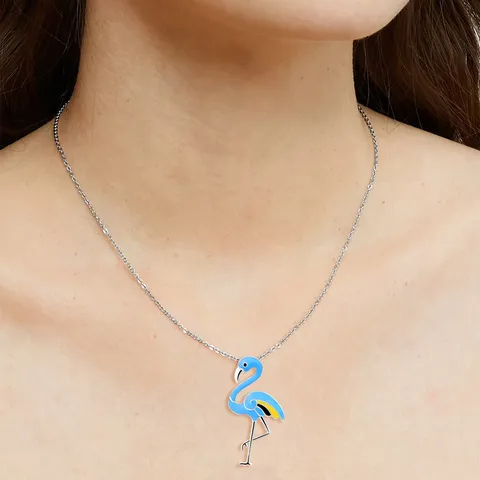 Japan and South Korea Cartoon Drop Oil Flamingo Necklace Platform Europe - view 2