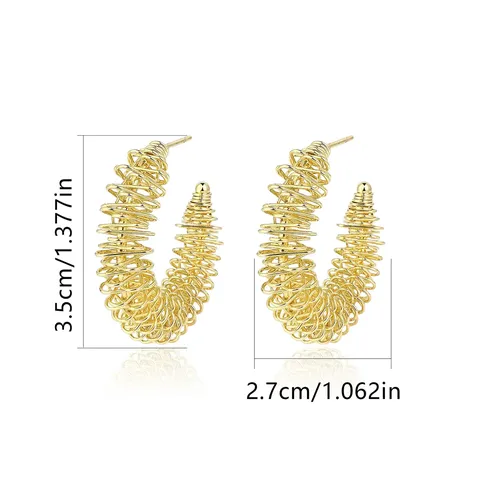 Japan and South Korea Sales Spiral Half-moon Stainless Steel Wire Small Earrings - view 3