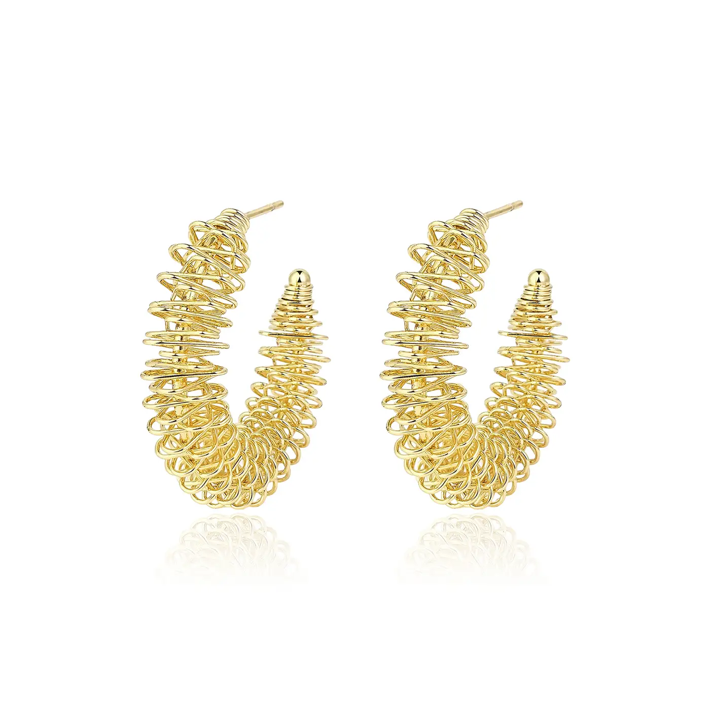 Japan and South Korea Sales Spiral Half-moon Stainless Steel Wire Small Earrings made by BlueOne Jewelry