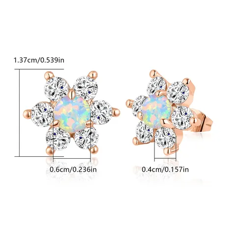 Japanese Sunflower Mini Fire Opal Earrings 925 Sterling Silver Female Versatile - view 3