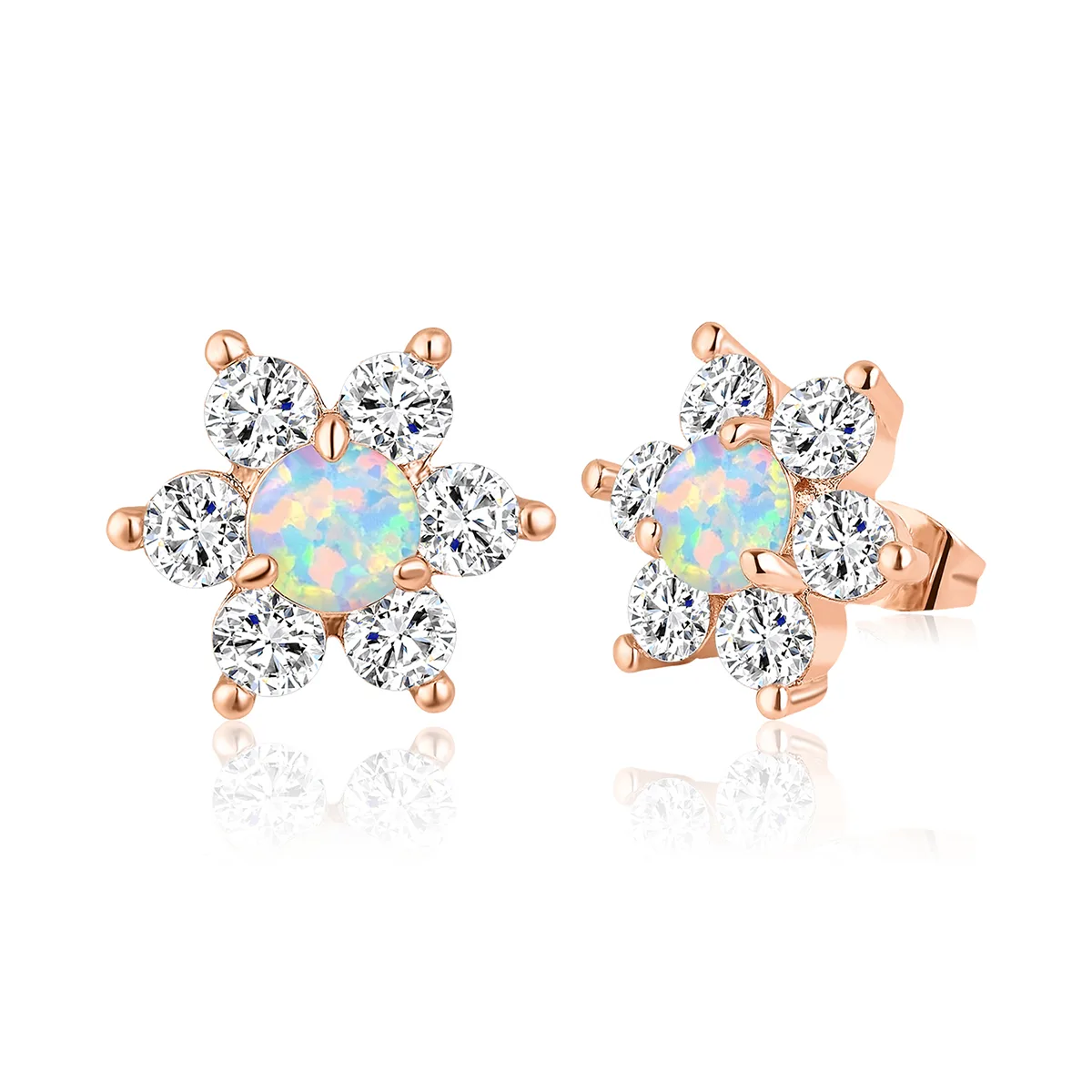 Japanese Sunflower Mini Fire Opal Earrings 925 Sterling Silver Female Versatile made by BlueOne Jewelry