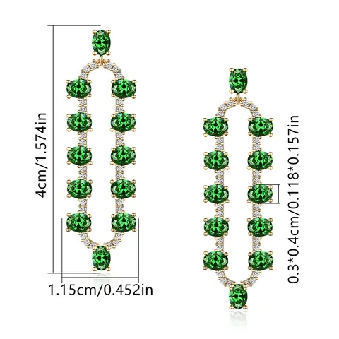 Jewelry Simple Geometric Oval Micro-set Full of Zirconium Earrings Korean Niche - view 3