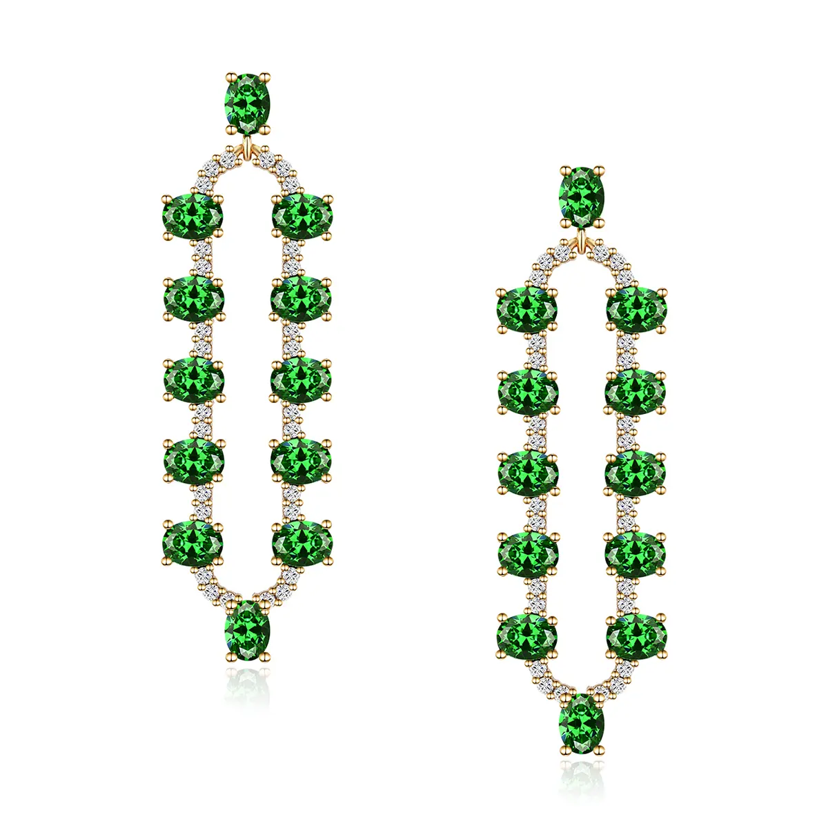 Jewelry Simple Geometric Oval Micro-set Full of Zirconium Earrings Korean Niche made by BlueOne Jewelry