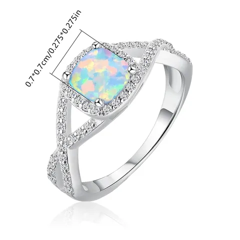 Jewelry Silver Ring European and American Color Series Synthetic Opal Ring - view 3