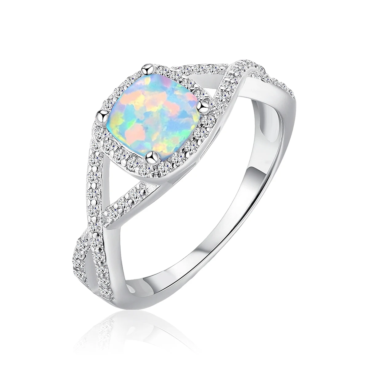 Jewelry Silver Ring European and American Color Series Synthetic Opal Ring made by BlueOne Jewelry
