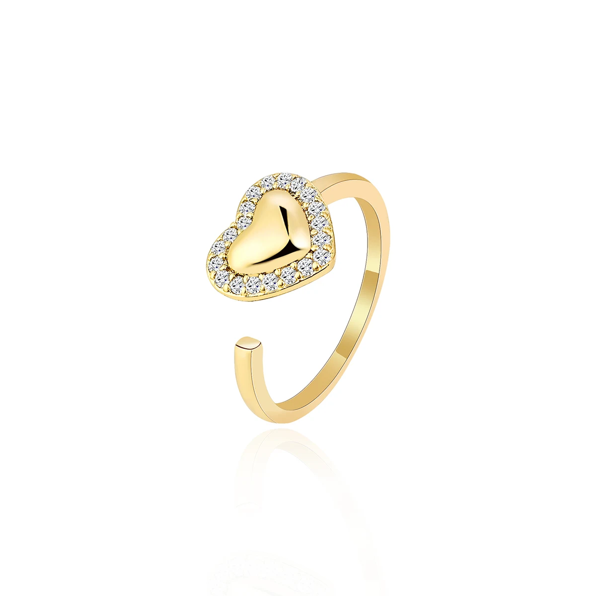 Korea Jewelry Women’s Ring Love Heart Open Ring made by BlueOne Jewelry