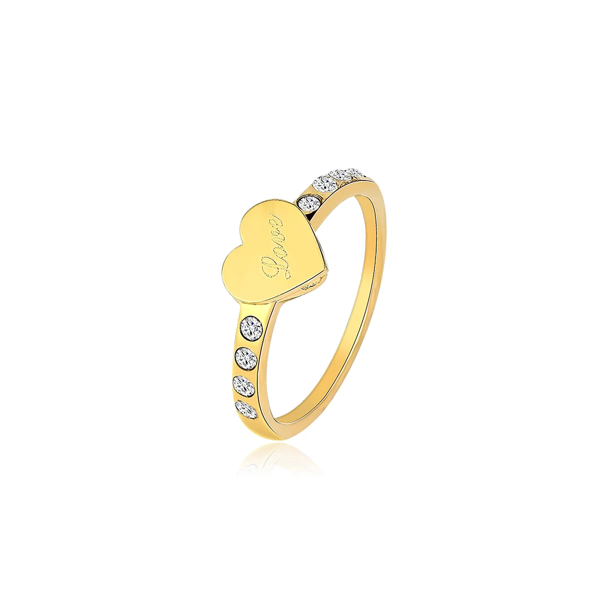 Korea Simple Style Personalized Heart-shaped Finger Ring Hand Jewelry Fashion Zircon made by BlueOne Jewelry