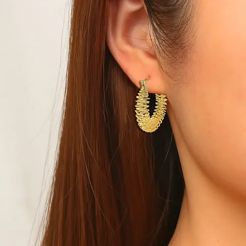 Korean Retro Elegant Shiny Circle Earrings Niche Design Temperament Earrings Senior - view 2