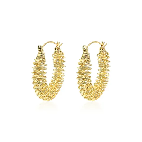 Korean Retro Elegant Shiny Circle Earrings Niche Design Temperament Earrings Senior - Plated Brass jewelry made by BlueOne Jewelry