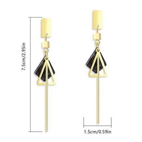 Korean Version Best-selling Internet-famous Earrings Acetate Sheet Tassel Geometric Stud Earrings - view 3
