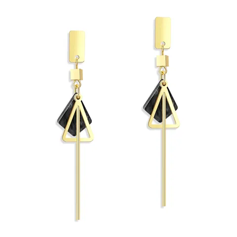 Korean Version Best-selling Internet-famous Earrings Acetate Sheet Tassel Geometric Stud Earrings - Plated Brass jewelry made by BlueOne Jewelry