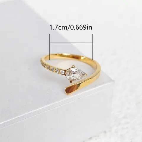 Korean Version of the Diamond Zirconia Ring Female Open Ring Finger - view 2