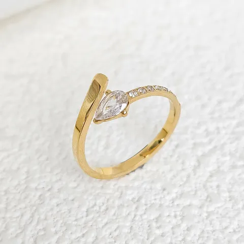 Korean Version of the Diamond Zirconia Ring Female Open Ring Finger - Plated Brass jewelry made by BlueOne Jewelry