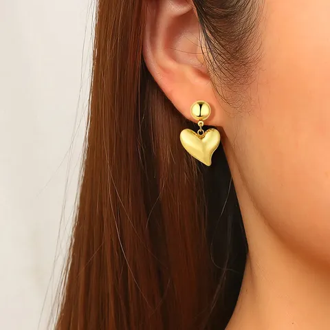 Korean Version of the Fashion Love Heart Earrings Titanium Steel Earrings - view 2
