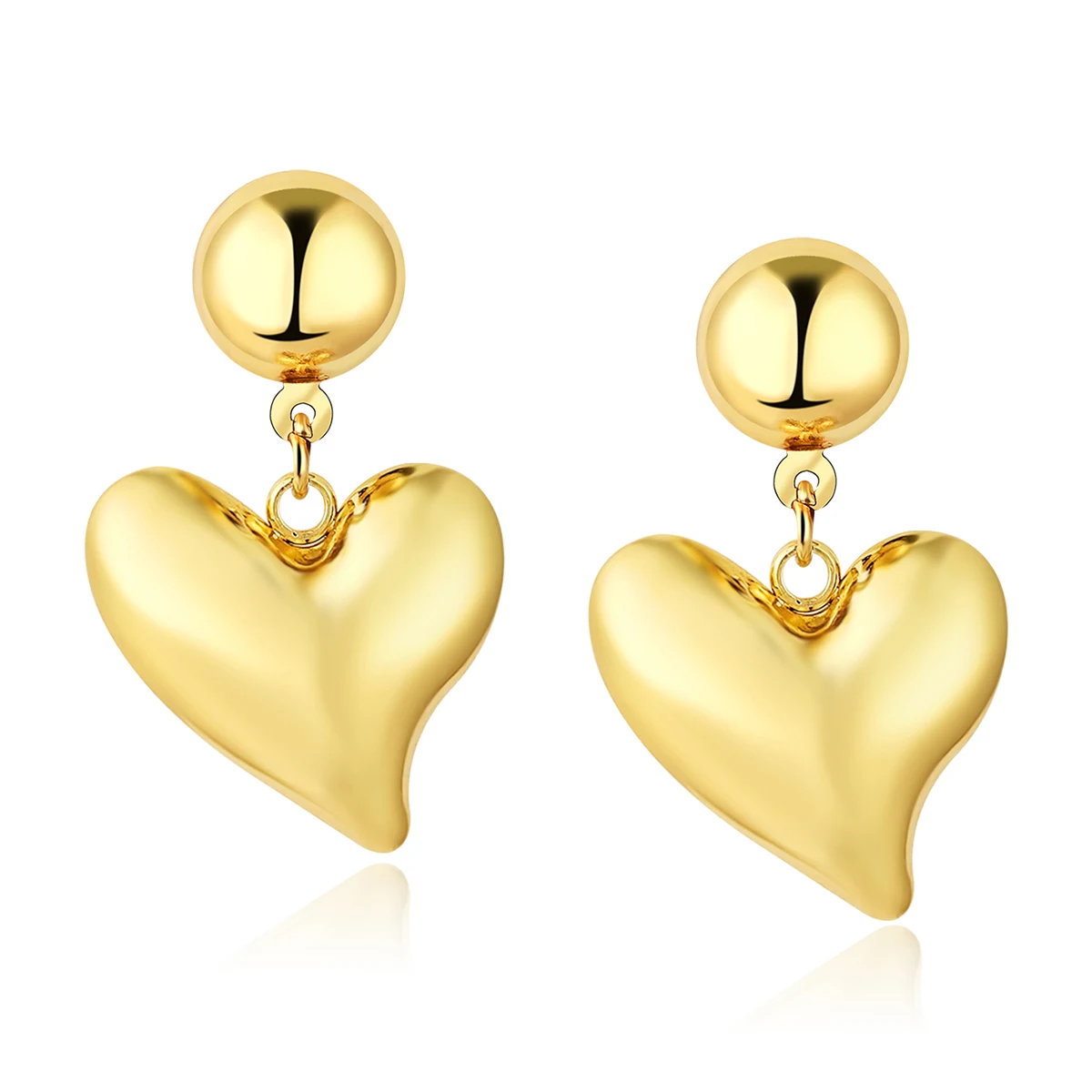 Korean Version of the Fashion Love Heart Earrings Titanium Steel Earrings made by BlueOne Jewelry