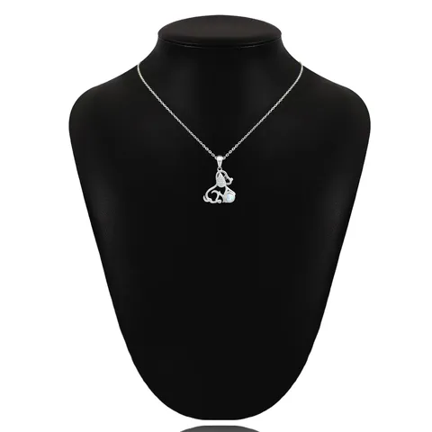 Korean Version of the Korean Simple Cute Cartoon Sketch Animal Squatting Y-Necklace - view 2