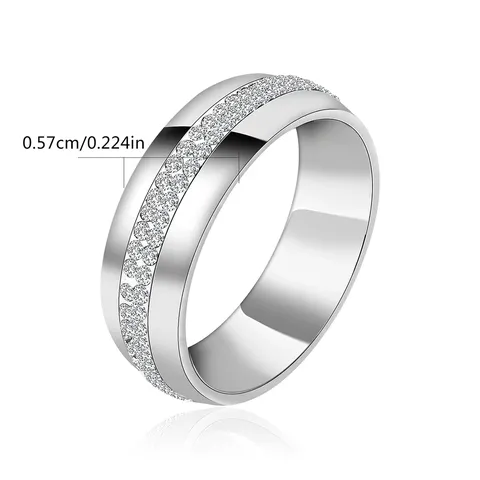 Cubic Zirconia Korean Version of the Niche Titanium Steel Double Row Diamond Ring - view 3