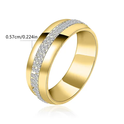 Korean Version of the Niche Titanium Steel Double Row Diamond Ring - view 3
