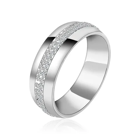 Cubic Zirconia Korean Version of the Niche Titanium Steel Double Row Diamond Ring - Stainless Steel jewelry made by BlueOne Jewelry