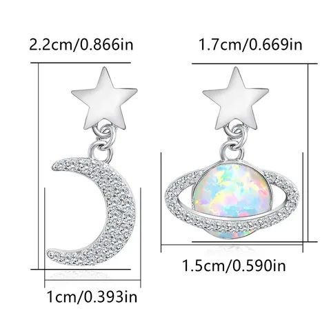 Korean Version of the Planet Asymmetric Light Luxury Temperament Netflix Fashion Stud Earrings - view 3