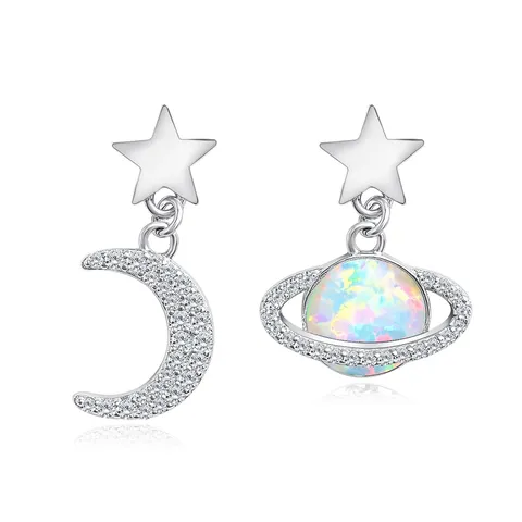 Korean Version of the Planet Asymmetric Light Luxury Temperament Netflix Fashion Stud Earrings - Plated Brass jewelry made by BlueOne Jewelry