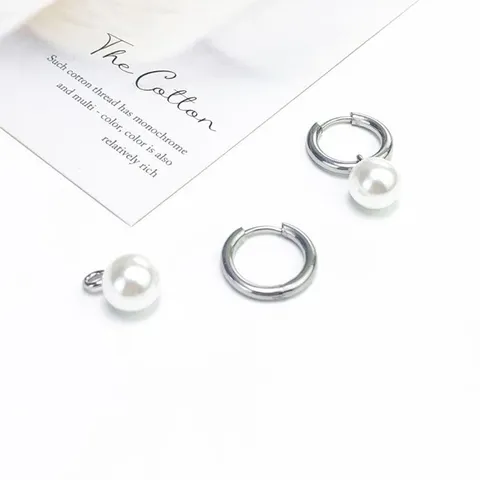 Korean Version of the Simple Beads Synthetic Pearl Earrings Summer Temperament - view 3