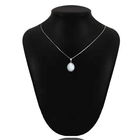 Light Luxury Full of Diamonds Oval Opal Stone Necklace Female Simple Collarbone Chain - view 2
