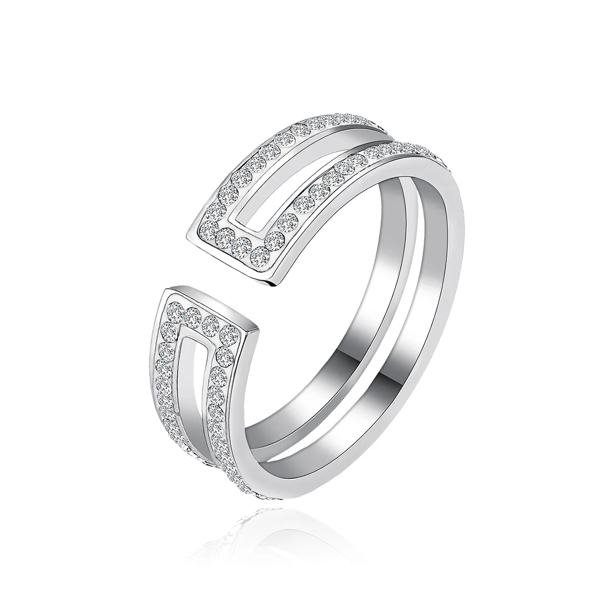 Light Luxury Line Open Ring Adjustable Versatile Retro Cubic Zircon Index made by BlueOne Jewelry