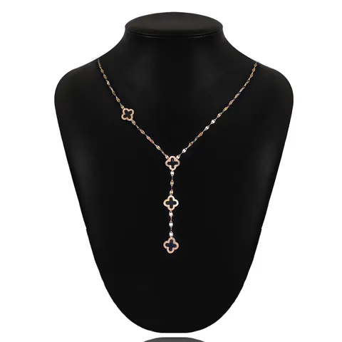 Titanium Steel Jewelry Four-leaf Clover Collarbone Chain Non-allergic Lip Chain Niche - view 2