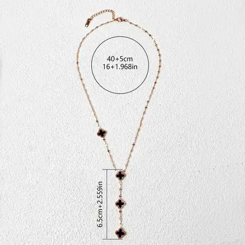 Titanium Steel Jewelry Four-leaf Clover Collarbone Chain Non-allergic Lip Chain Niche - view 3
