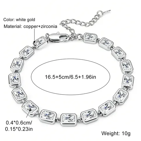 Luxury Adjustable Geometric Hand Jewelry Copper-set Zircon Charm Bracelet - view 3