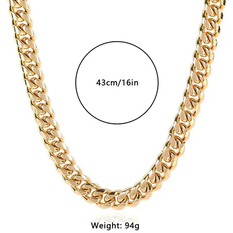 Luxury Hip Hop Jewelry Gold Chunky Cuban Chain Necklace for Men - view 3