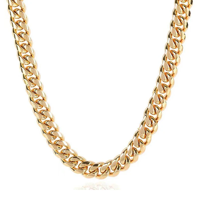 Luxury Hip Hop Jewelry Gold Chunky Cuban Chain Necklace for Men made by BlueOne Jewelry