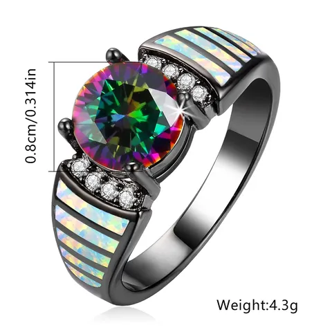 Source One Piece of Hair Express Seven Color Round Zirconia Opal Ring - view 3