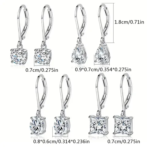 Fashion Zircon Earrings Four Pairs Set Elegant High-level Niche Earrings Female - view 3