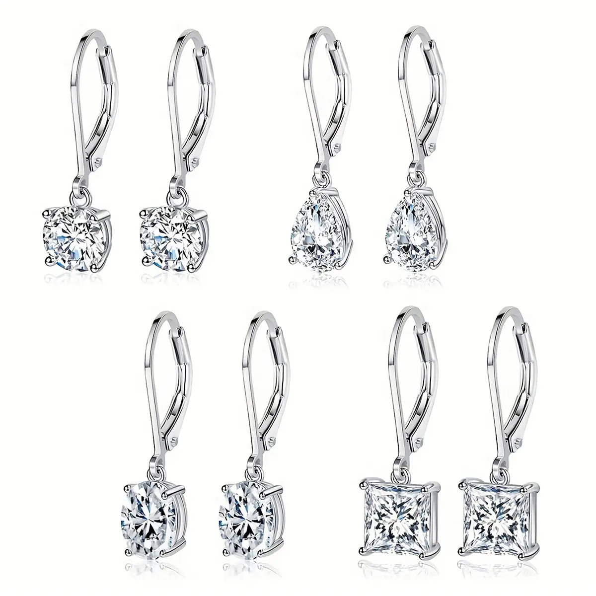 Fashion Zircon Earrings Four Pairs Set Elegant High-level Niche Earrings Female made by BlueOne Jewelry