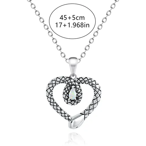 Men Women Animal Snake Necklace Heart Shaped Teardrop Opal Necklace Jewelry - view 3