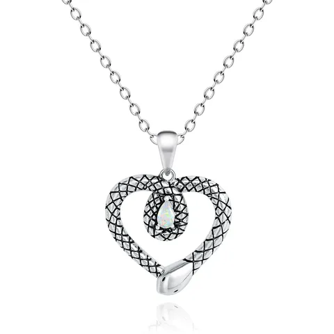 Men Women Animal Snake Necklace Heart Shaped Teardrop Opal Necklace Jewelry - Plated Brass jewelry made by BlueOne Jewelry