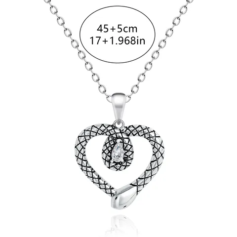 Men Women Animal Snake Necklace Heart Shaped Teardrop Zirconia Necklace Jewelry - view 3