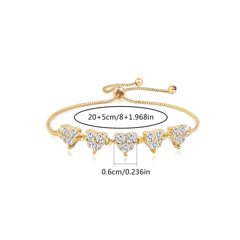 Micro-zirconia Temperament Hand Jewelry Women Niche Design Adjustable Pull-out Love Heart Charm Bracelet - view 3